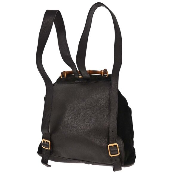 Gucci Black Suede Bamboo Backpack 003・2058・0016 186837 - Picture 2 of 10